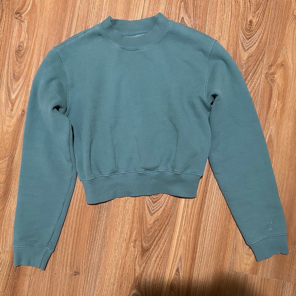 Tna (Aritzia) Teal Cropped Sweatshirt in 2XS